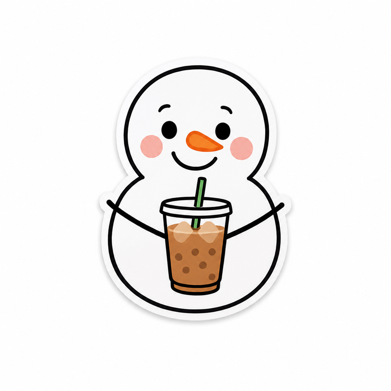 Snowman With Coffee | Plastic Add-On - BadgeSmith