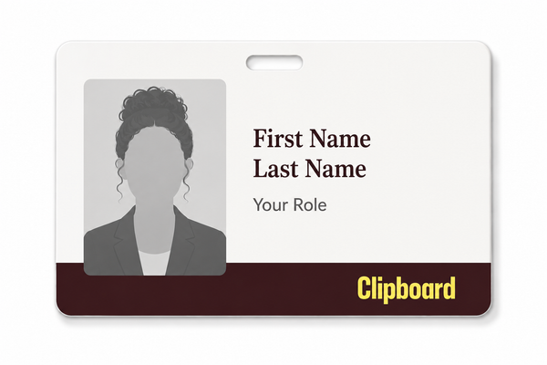 Clipboard Work Badge + Clip - BadgeSmith