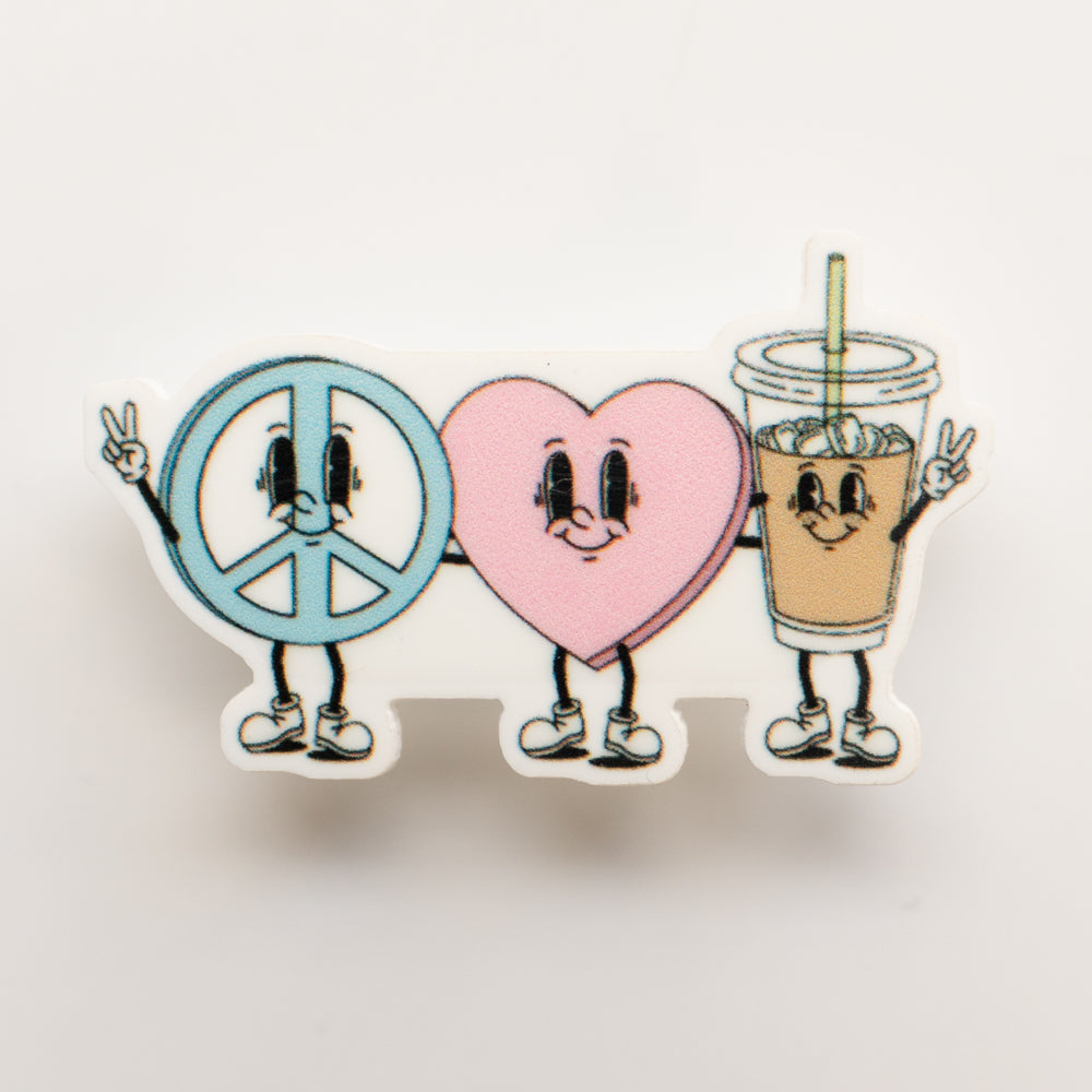 Peace, Love, Coffee Badge Charm