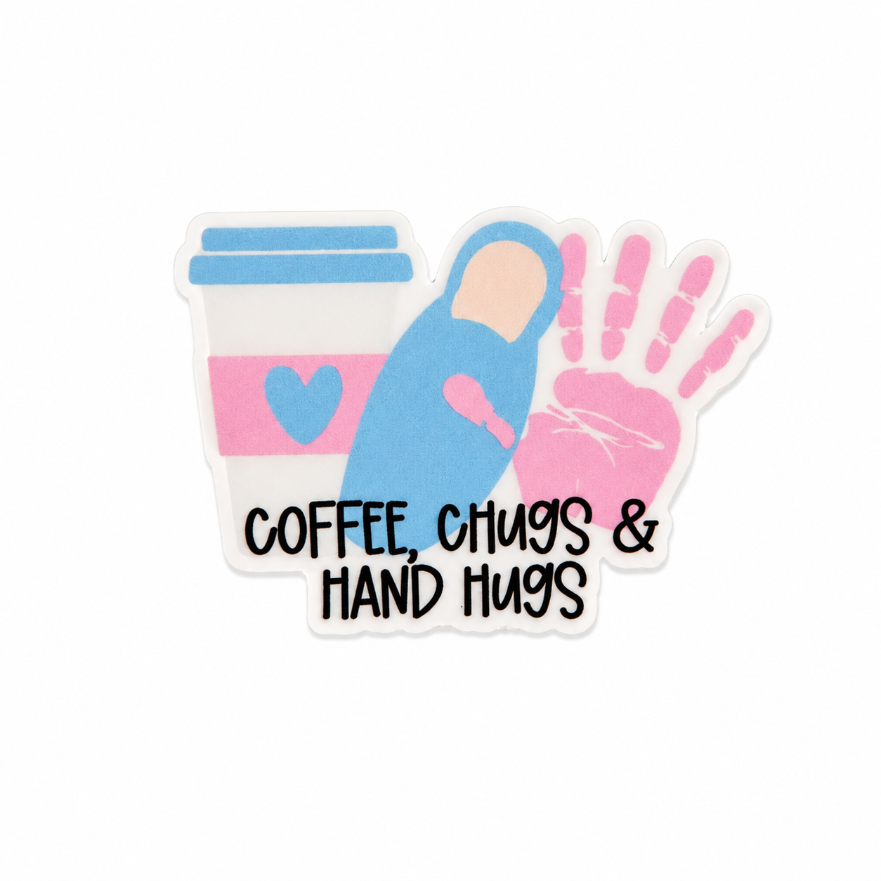 Coffee, Chugs & Hand Hugs | Plastic Add-On - BadgeSmith