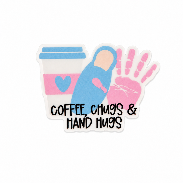Coffee, Chugs & Hand Hugs | Plastic Add-On - BadgeSmith