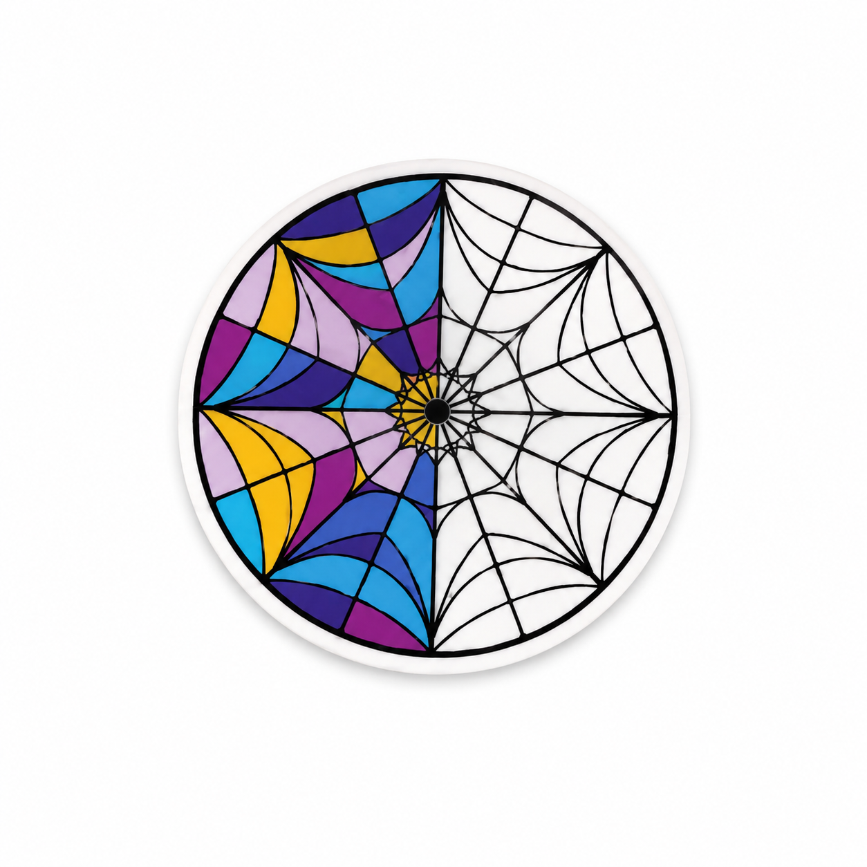 Stained Glass Spider Web Window, Wednesday Addams | Plastic Add-On - BadgeSmith