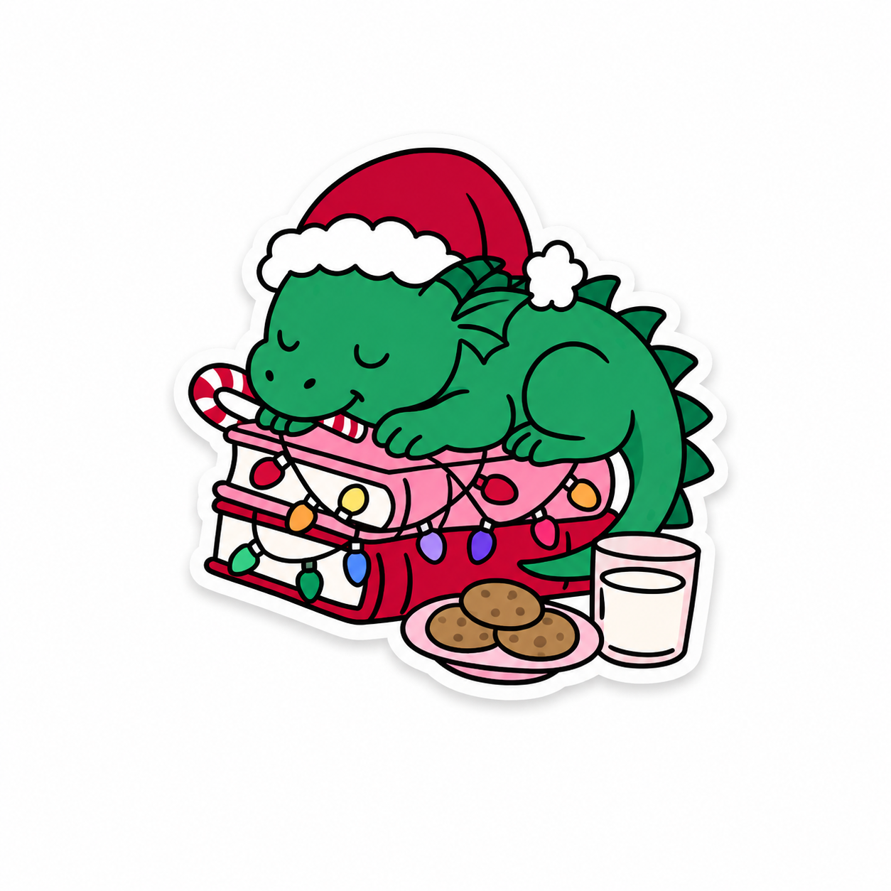 Cozy Christmas Dino | Plastic Add-On - BadgeSmith