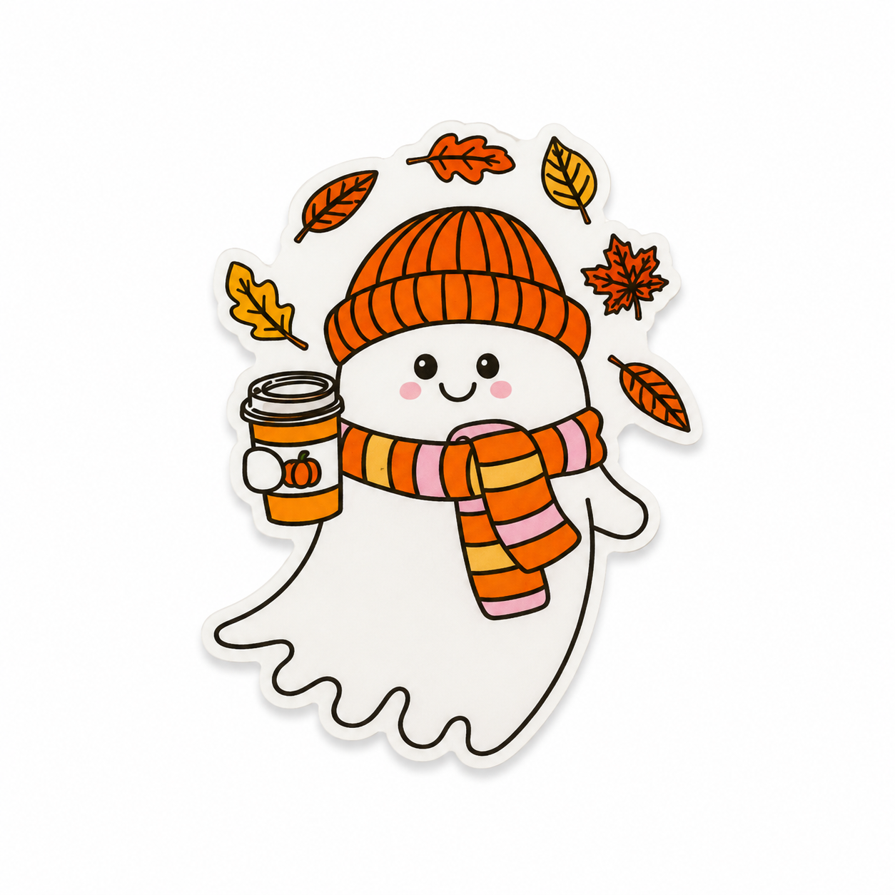 Cozy Pumpkin Ghost | Plastic Add-On - BadgeSmith