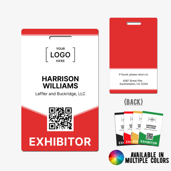 Customizable Exhibitor Badge with Optional QR Code - BadgeSmith