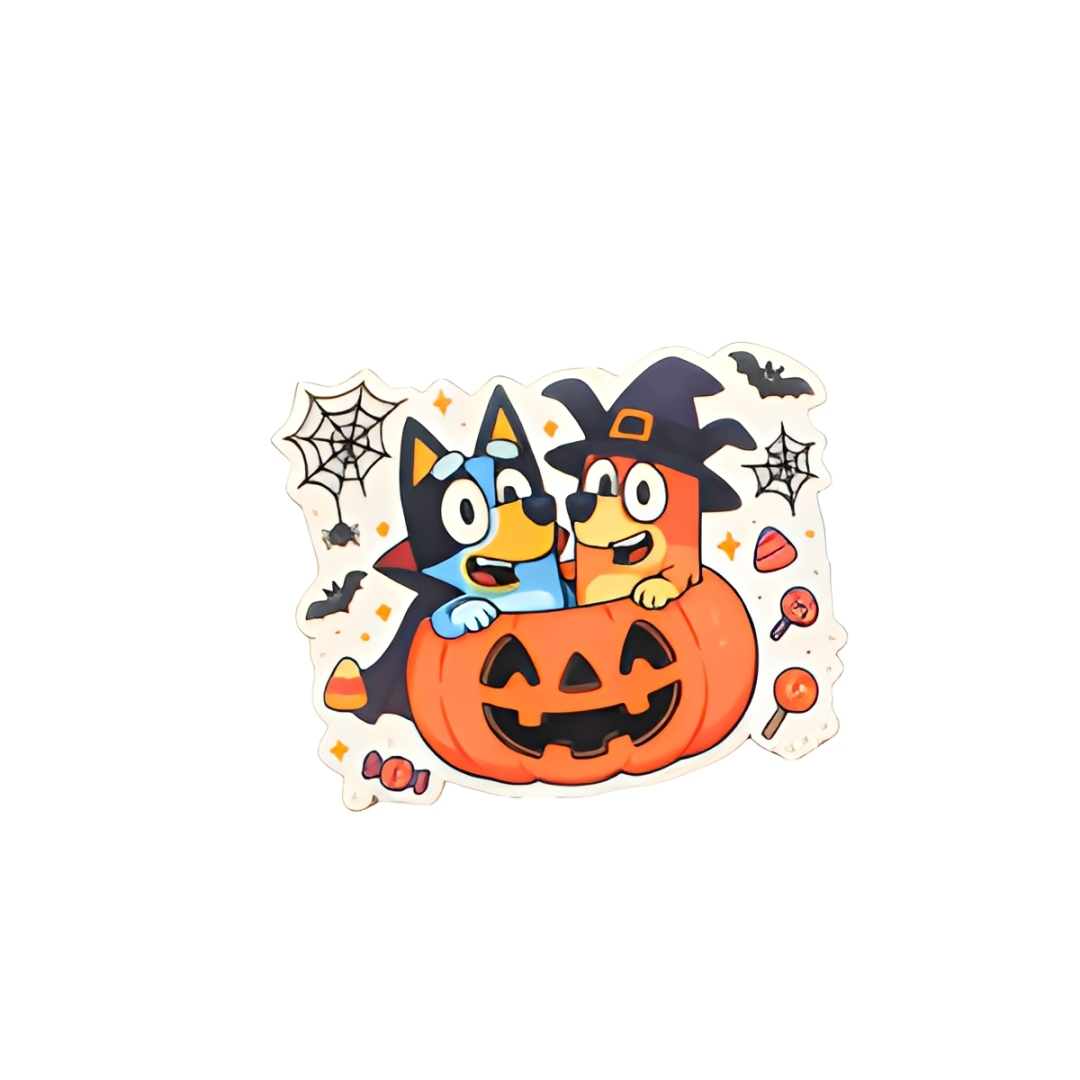 Bluey And Bingo Pumpkin | Plastic Add-On - BadgeSmith