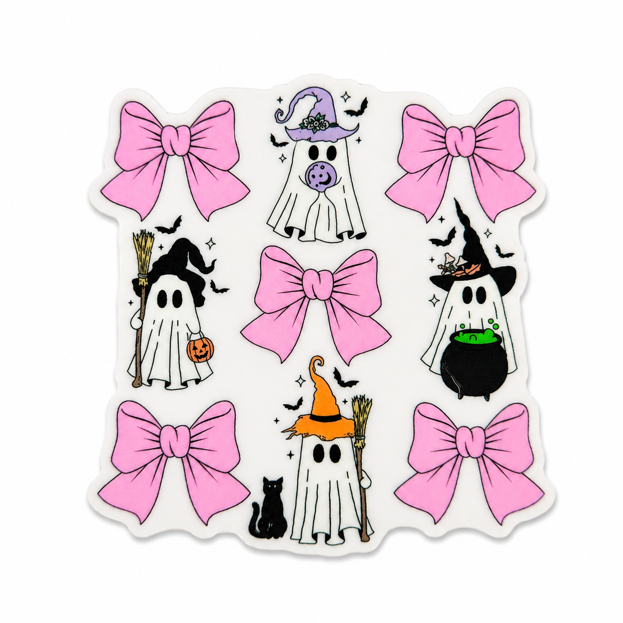 Cute Pink Bow Halloween Ghost | Plastic Add-On - BadgeSmith