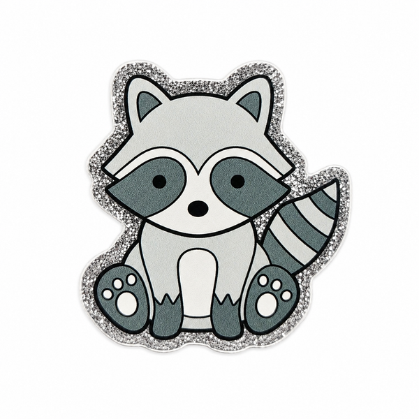 Glitter Raccoon | Plastic Add-On - BadgeSmith