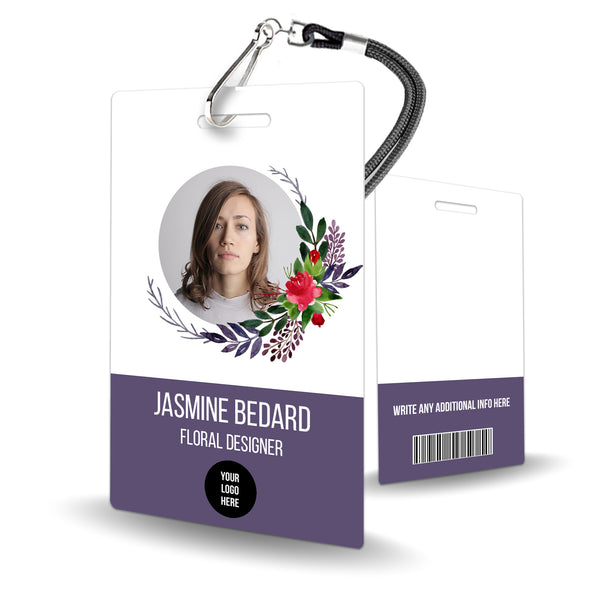 Elegant Employee Badge with Flowers - BadgeSmith