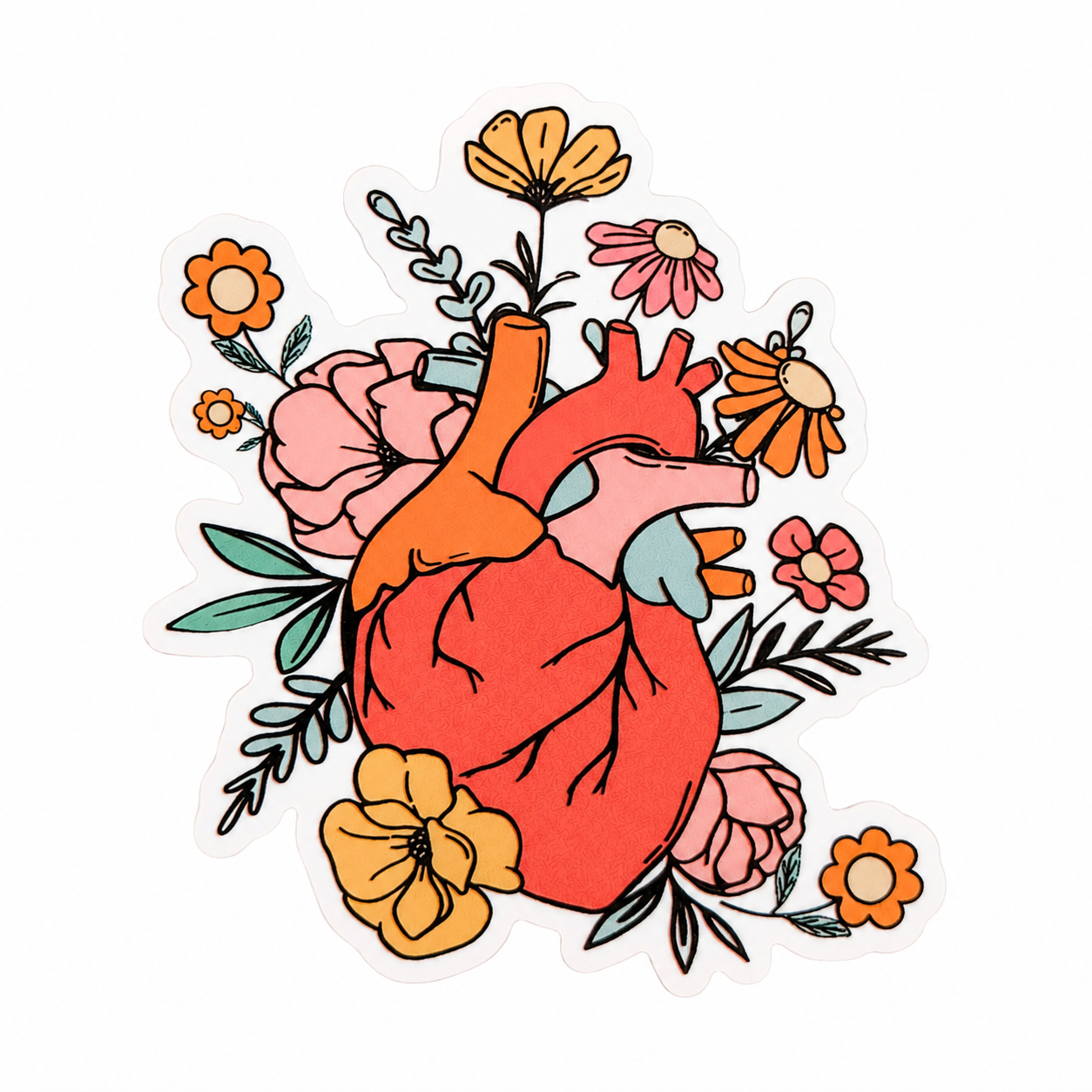 Floral Anatomical Heart | Plastic Add-On - BadgeSmith