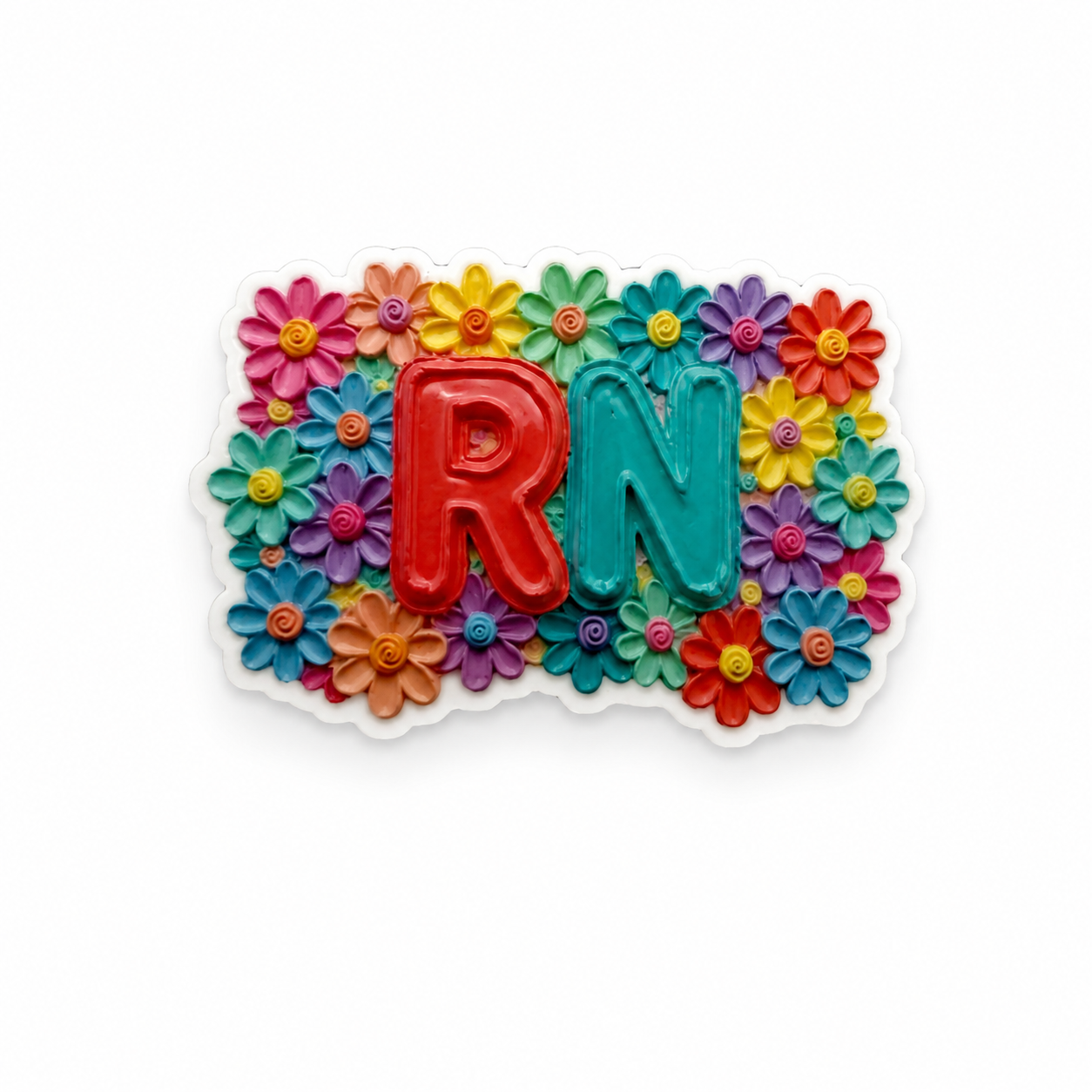 Floral RN | Plastic Add-On - BadgeSmith