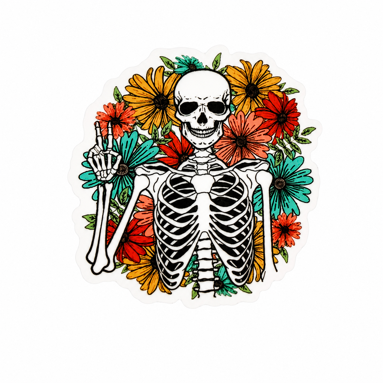 Floral Skeleton | Plastic Add-On - BadgeSmith
