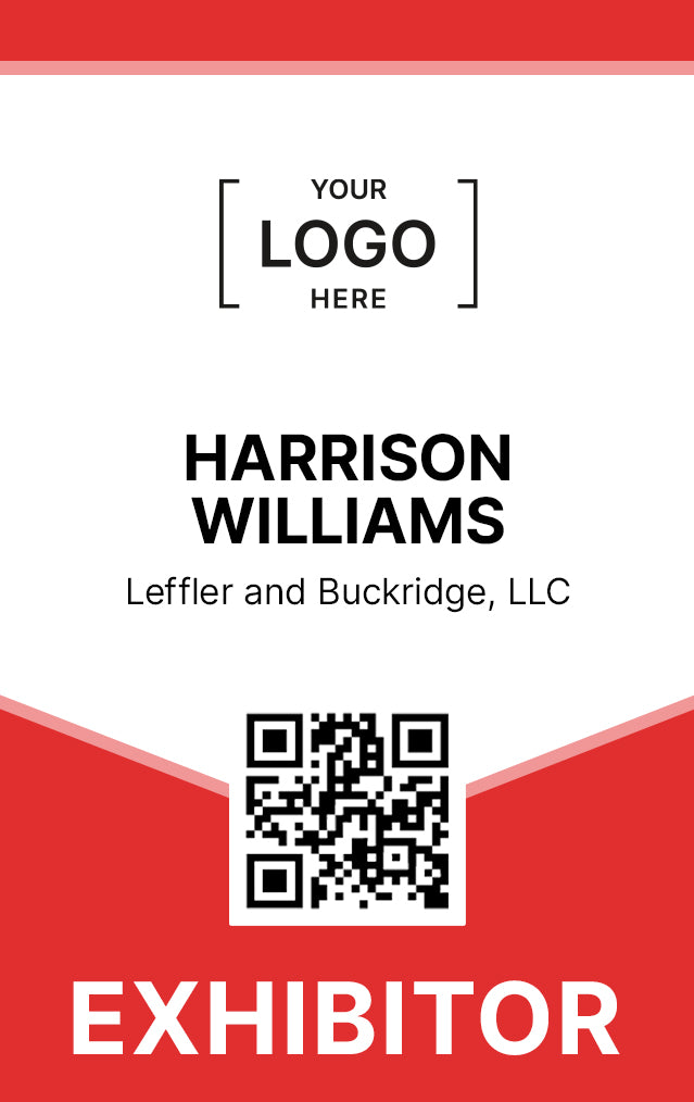 Customizable Exhibitor Badge with Optional QR Code - BadgeSmith