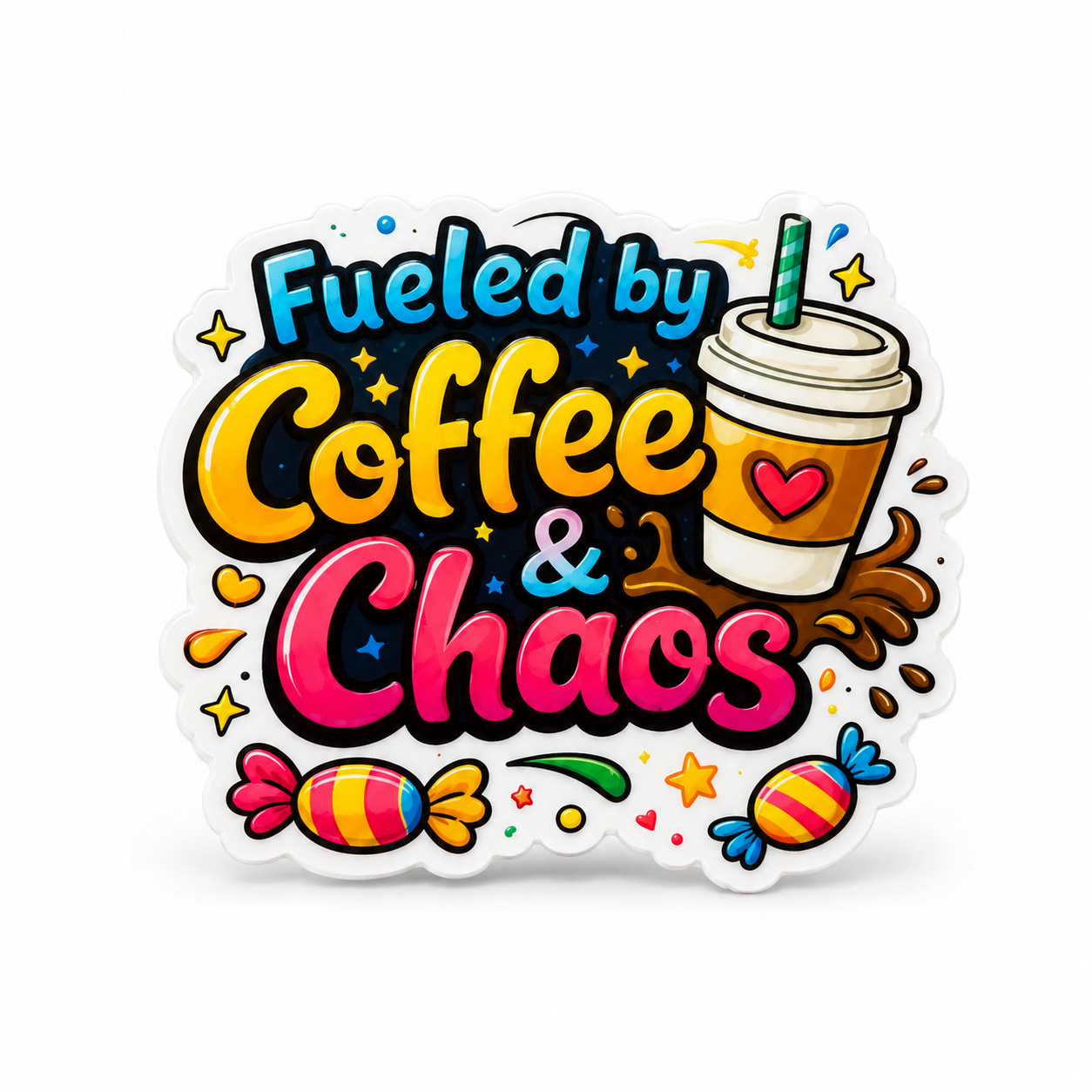 Fueled by Coffee & Chaos | Plastic Add-On - BadgeSmith