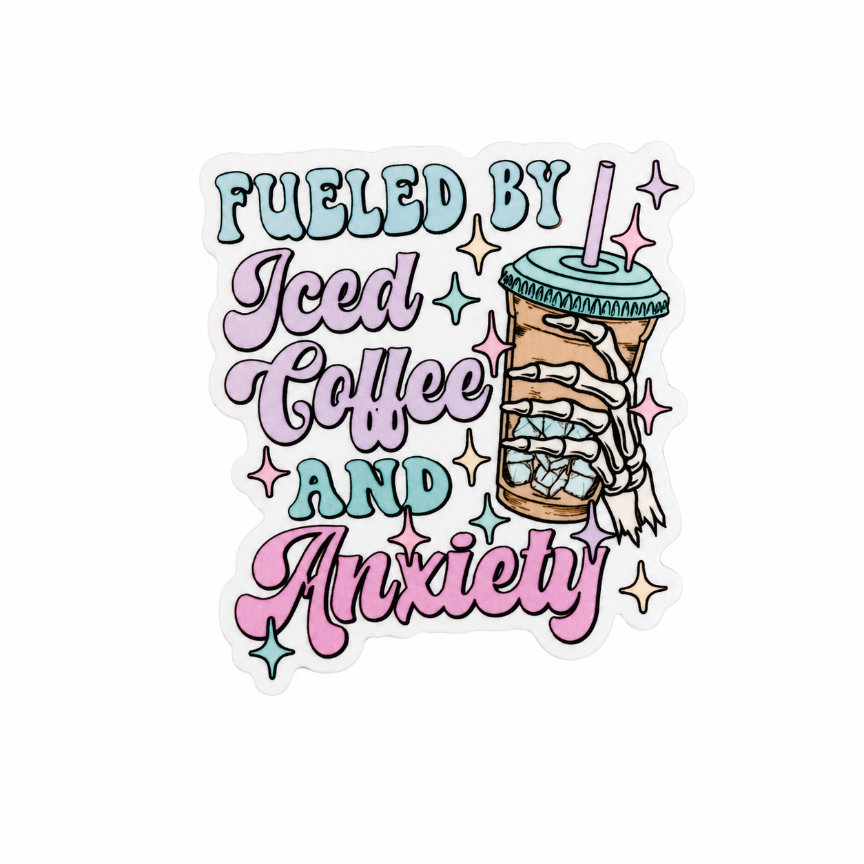 Fueled by Iced Coffee and Anxiety | Plastic Add-On - BadgeSmith