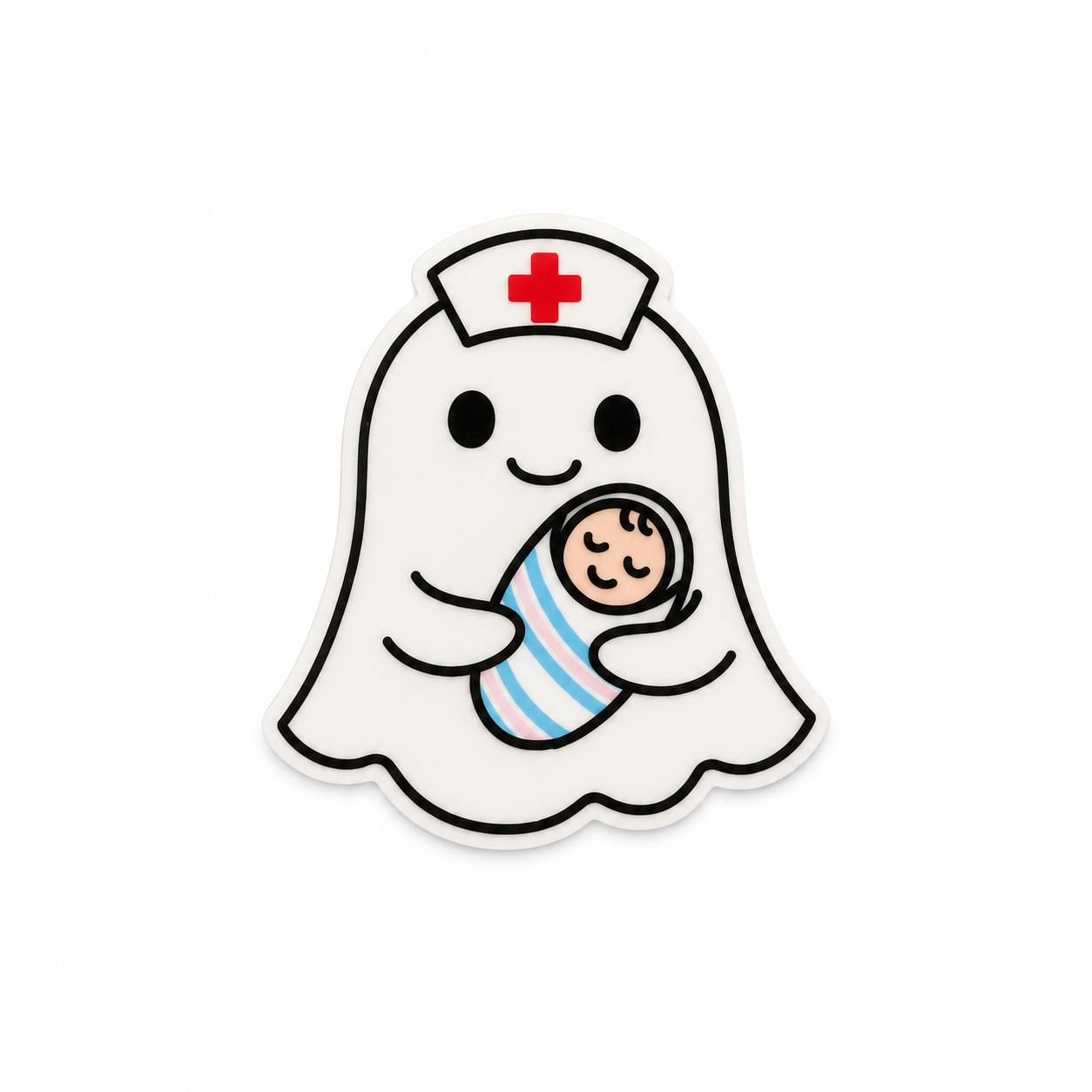 Ghost Nurse & Baby | Plastic Add-On - BadgeSmith