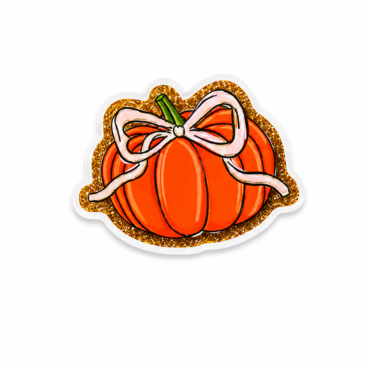 Glitter Pumpkin Bow | Plastic Add-On - BadgeSmith