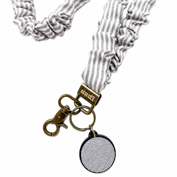 Gray Striped | Interchangeable Andi Lanyard - BadgeSmith