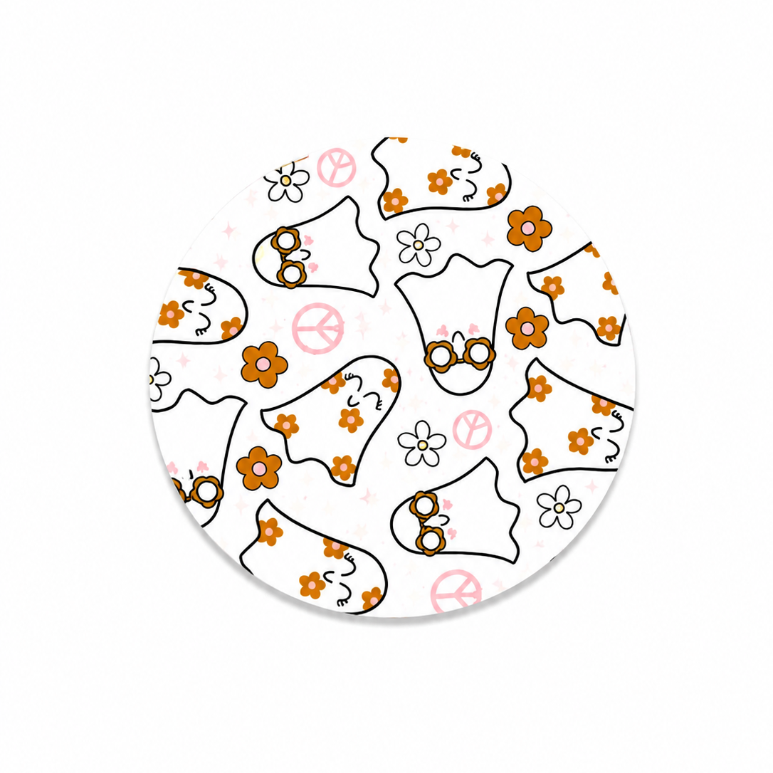 Groovy Pink Ghosts | Hard Board Add-On - BadgeSmith