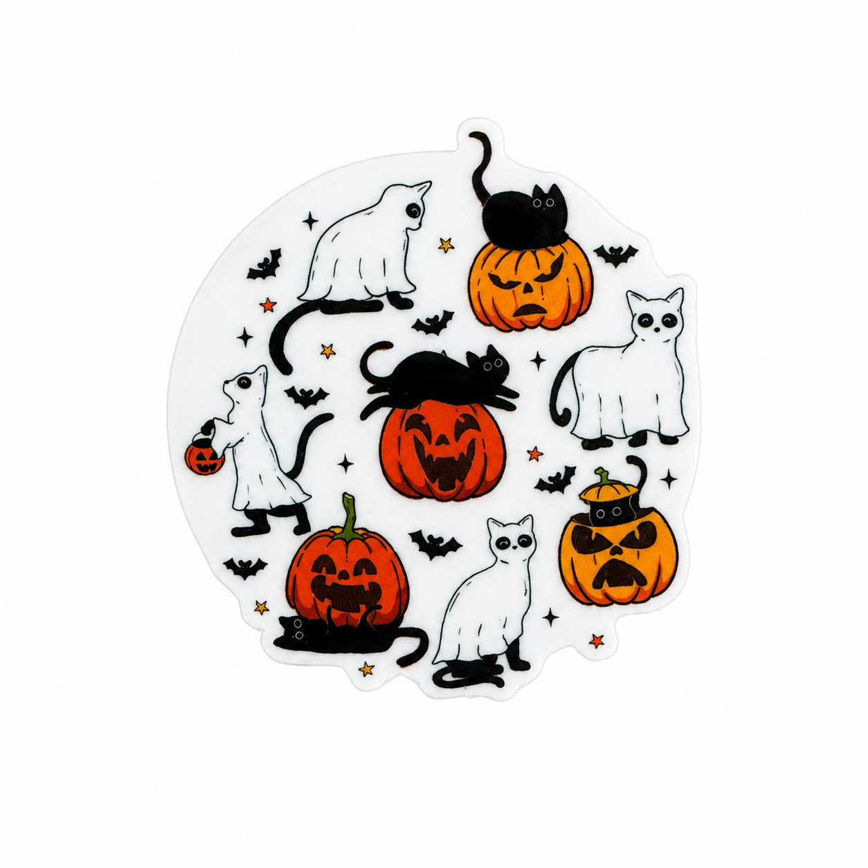 Halloween Cats & Ghost Pumpkins | Plastic Add-On - BadgeSmith