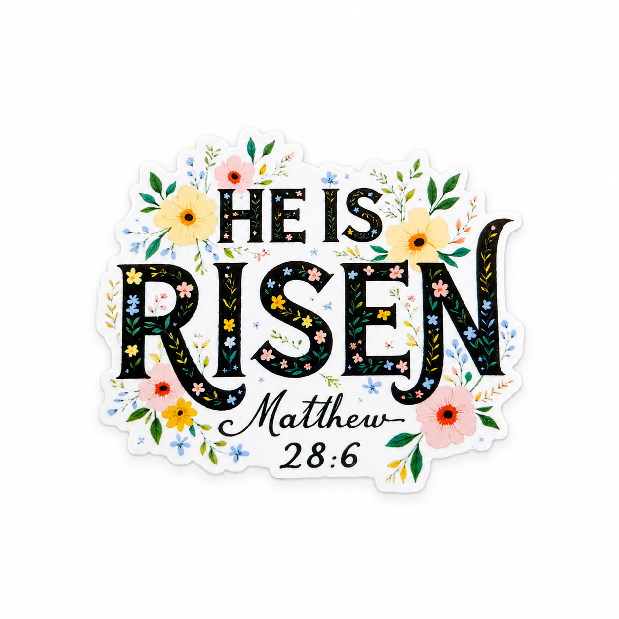 He is Risen, Matthew 28:6 | Plastic Add-On - BadgeSmith