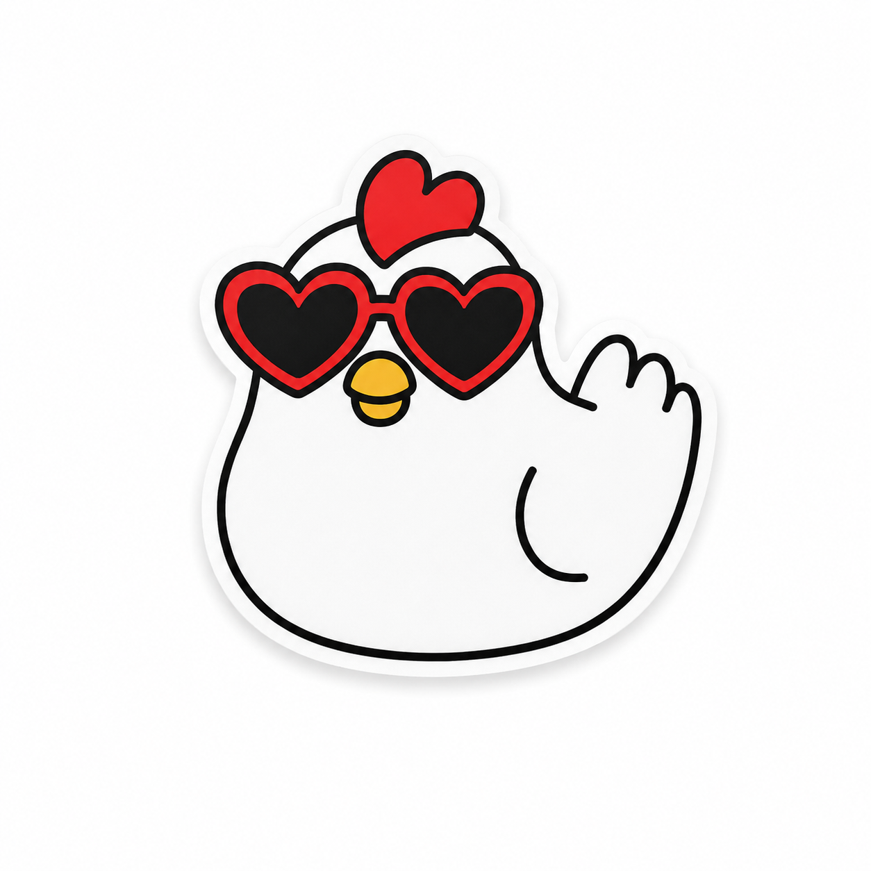 Heart Sunglasses Chicken | Plastic Add-On - BadgeSmith