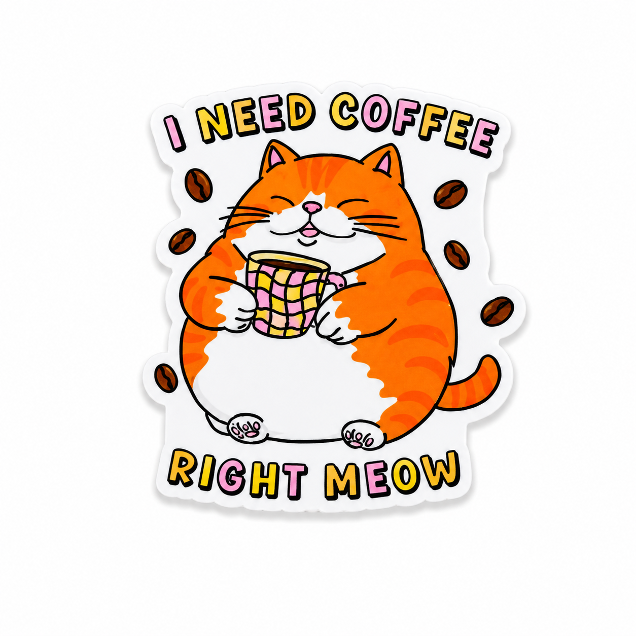 I Need Coffee Right Meow | Plastic Add-On - BadgeSmith
