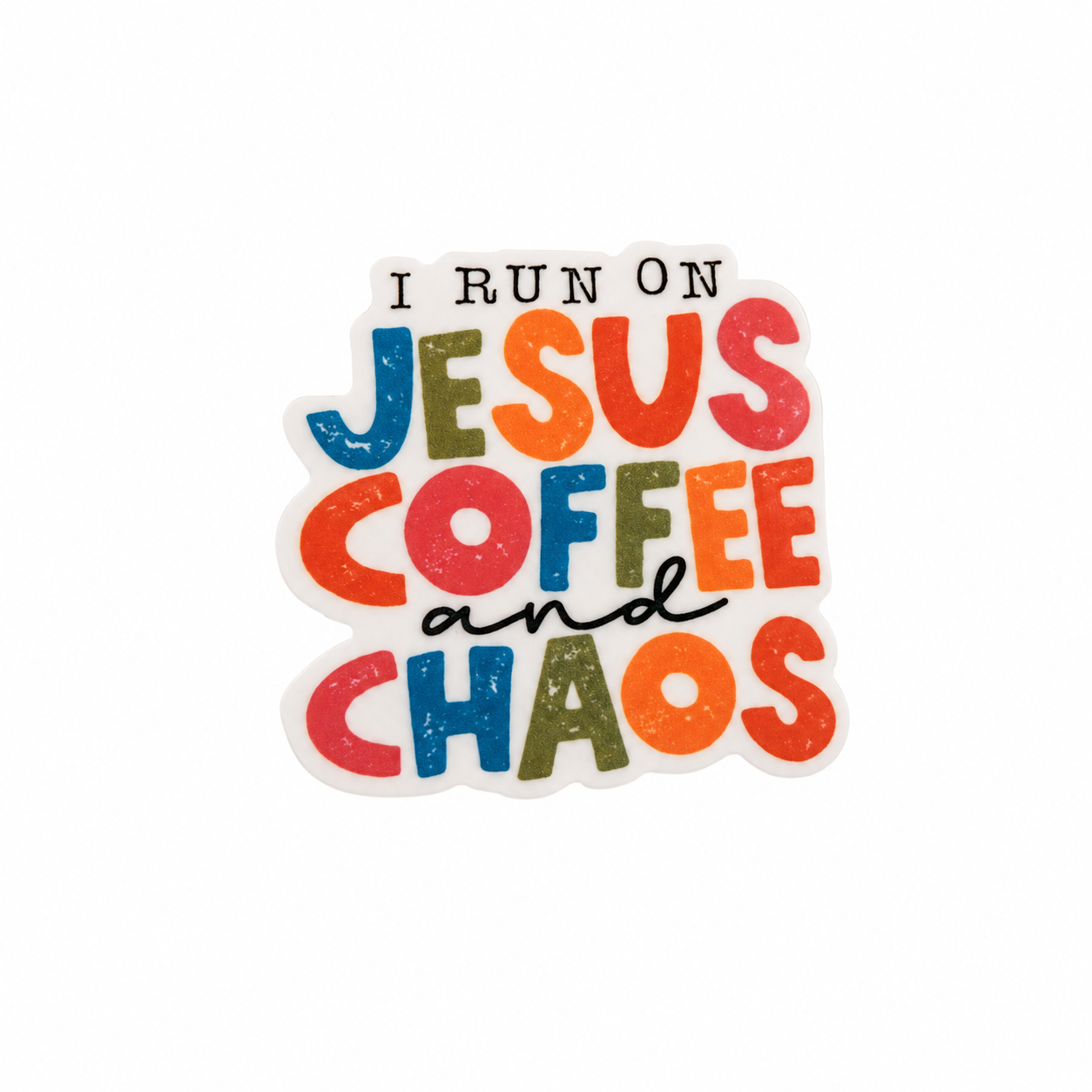Run On Jesus Coffee and Chaos | Plastic Add-On - BadgeSmith