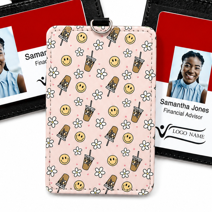 Iced Coffee and Daisies ID Badge Holder