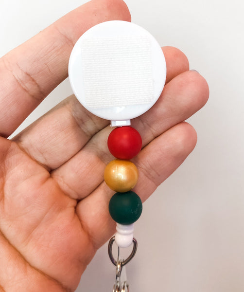 Decorative GOLD CHRISTMAS Interchangeable Badge Reel - BadgeSmith