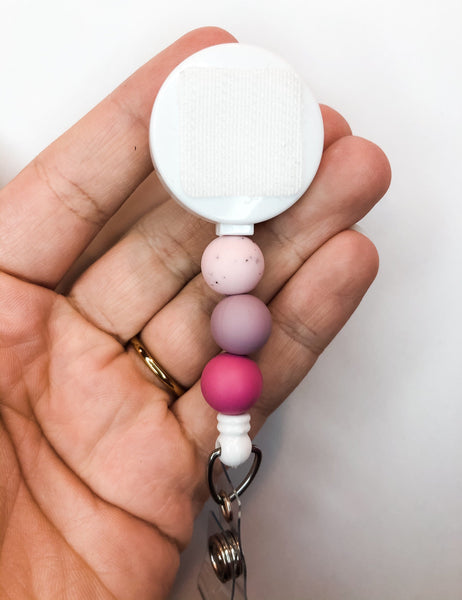 Decorative PINK/ Mauve Interchangeable Badge Reel - BadgeSmith