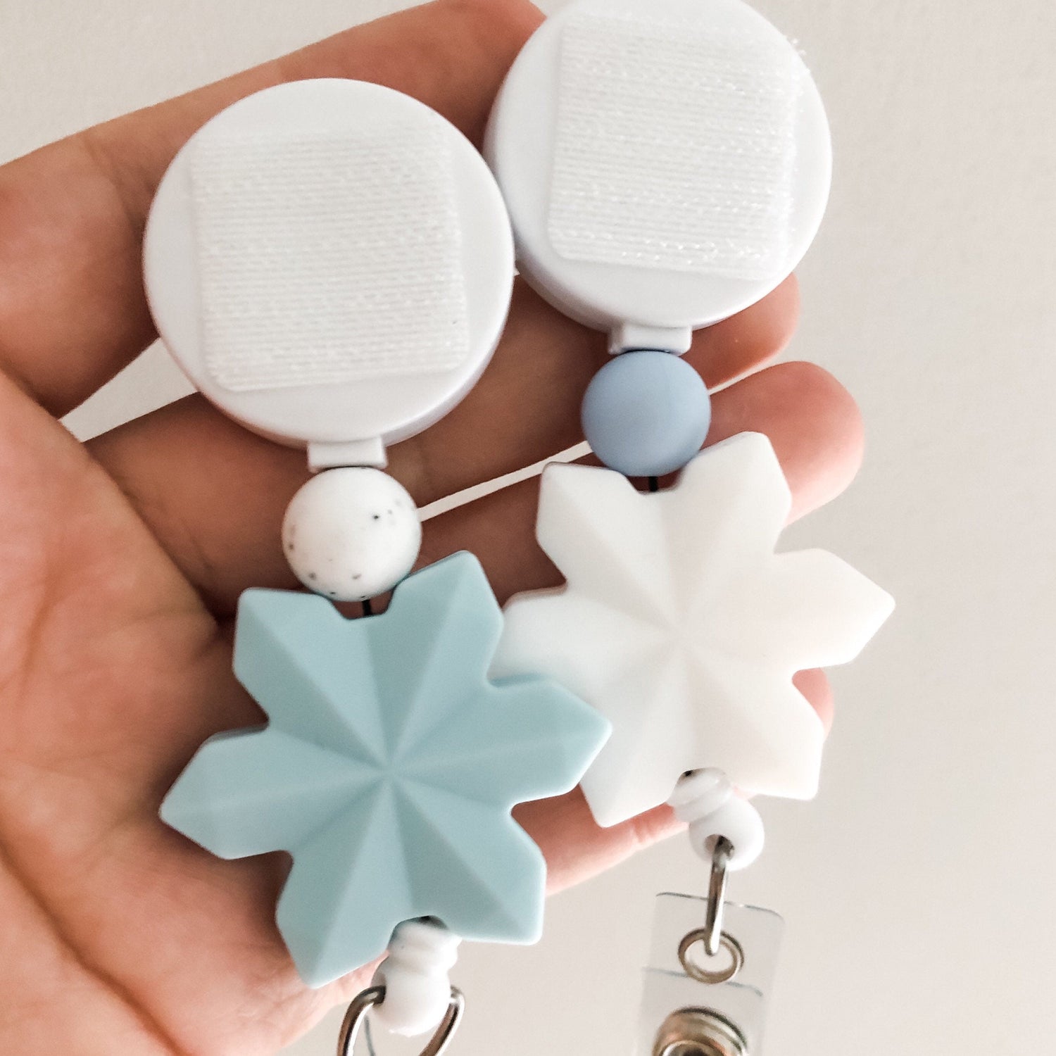 Snowflake Beaded Interchangeable Badge Reel