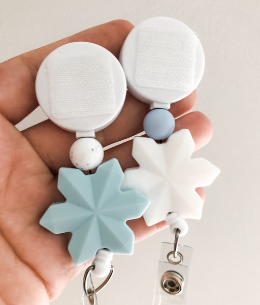 Snowflake Beaded Interchangeable Badge Reel - BadgeSmith