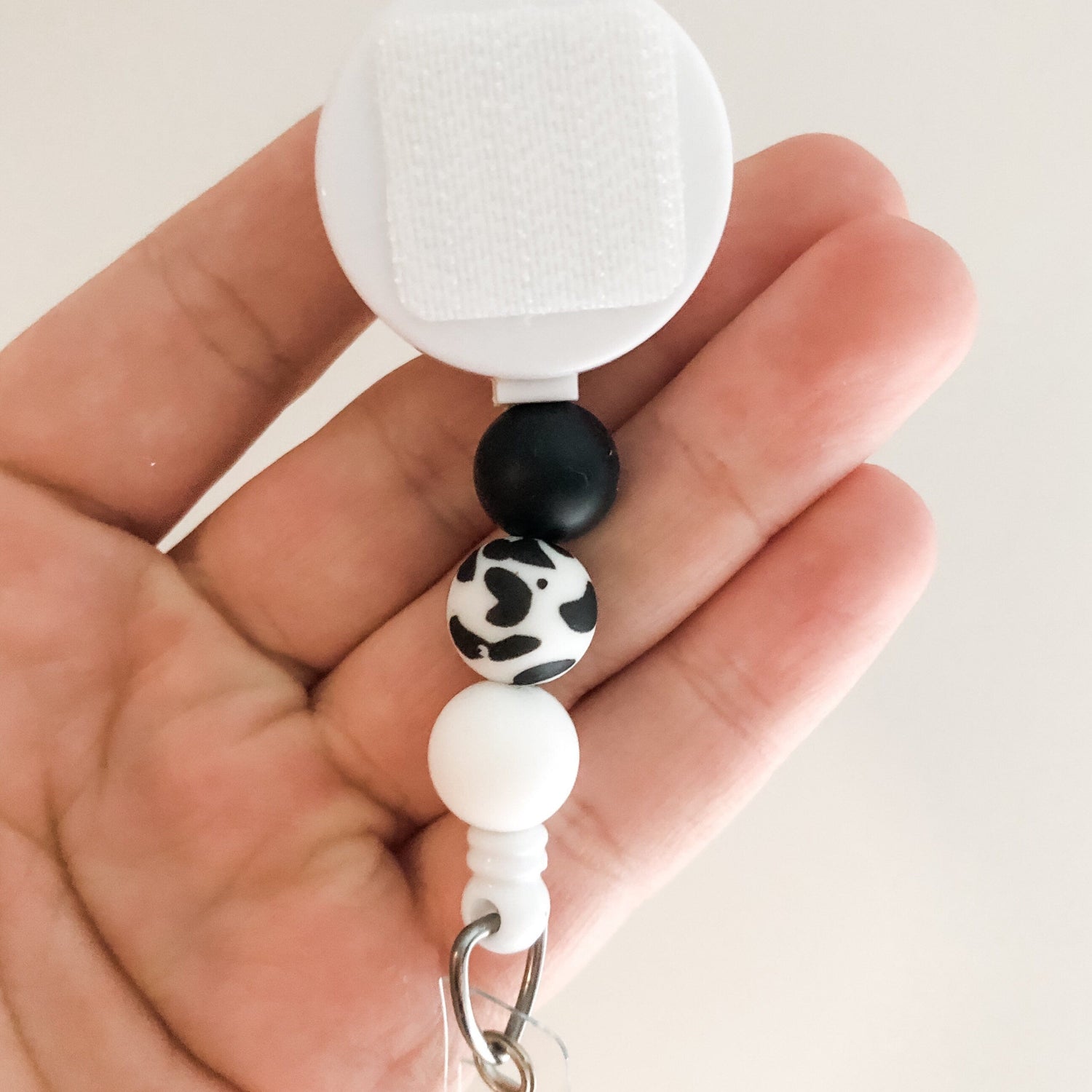 Cow Print Beaded Interchangeable Badge Reel