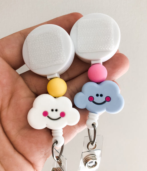 Clouds Beaded Interchangeable Badge Reel - BadgeSmith