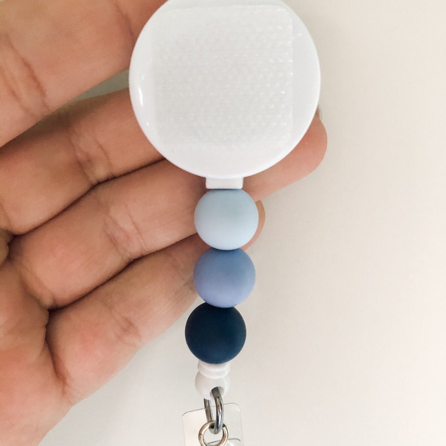 Blue Beaded Interchangeable Badge Reel