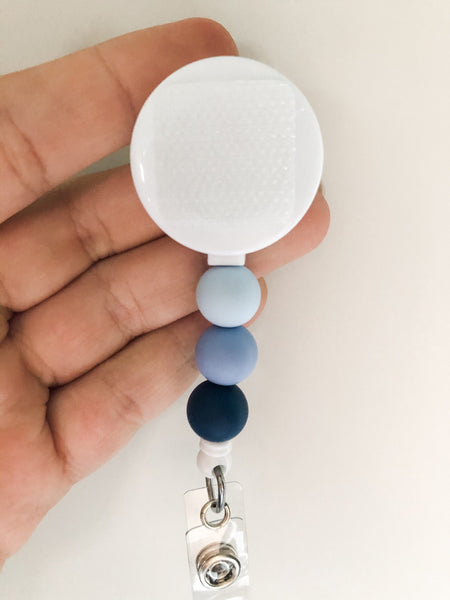 Blue Beaded Interchangeable Badge Reel - BadgeSmith