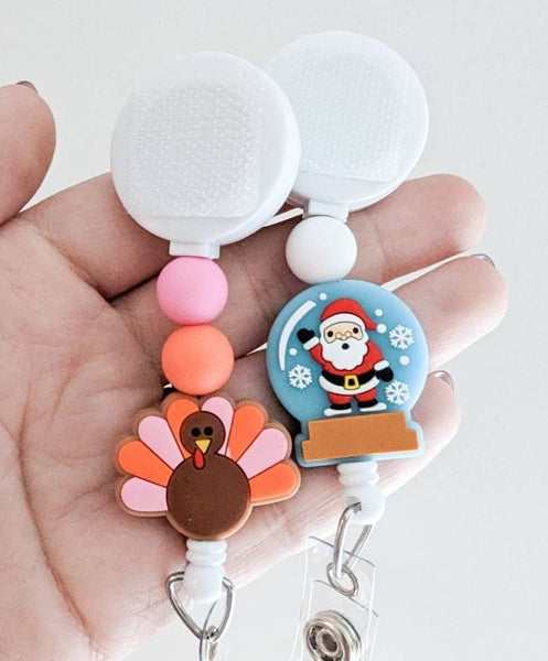Turkey / Snowglobe / Santa Christmas Interchangeable Badge Reel - BadgeSmith