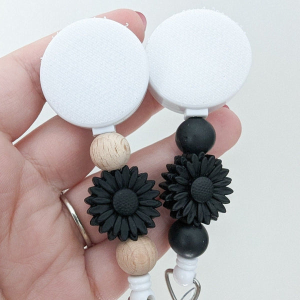 BLACK DAISY Interchangeable Badge Reel - BadgeSmith