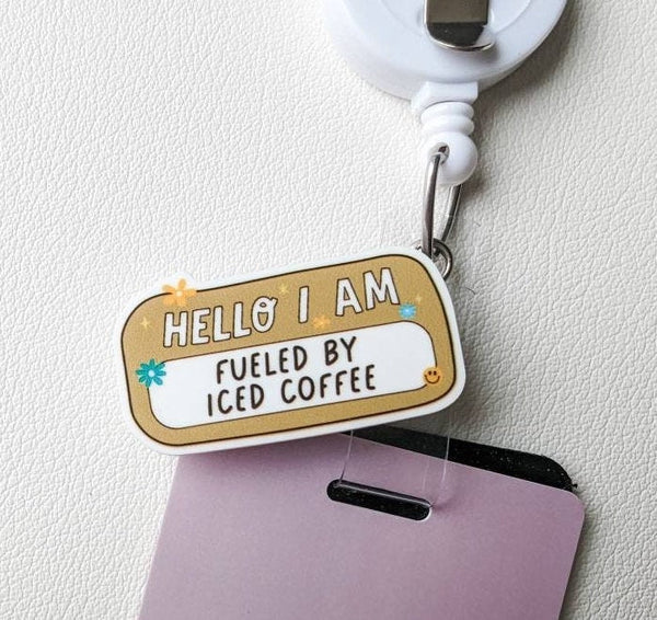 Badge Topper / CHARM COLLECTION - Fueled by Iced Coffee - Charm Only - BadgeSmith