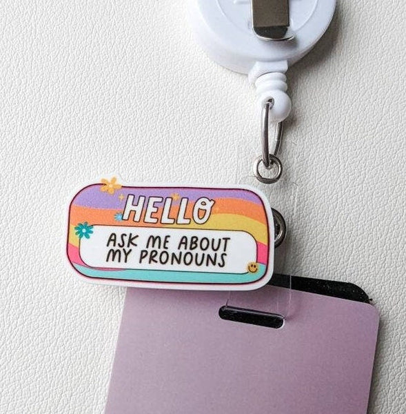 Badge Topper / CHARM COLLECTION - Ask Me about my Pronouns - Charm Only - BadgeSmith