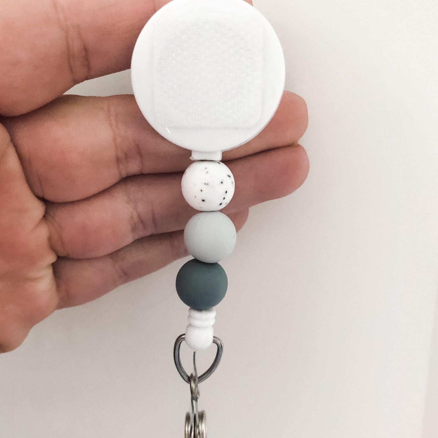 Decorative GREY Round Interchangeable Badge Reel
