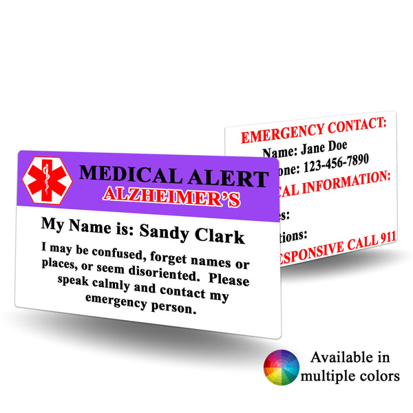 Medical Alert Alzheimer's Card - BadgeSmith