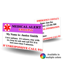 Load image into Gallery viewer, Medical Alert Epilepsy Card - BadgeSmith
