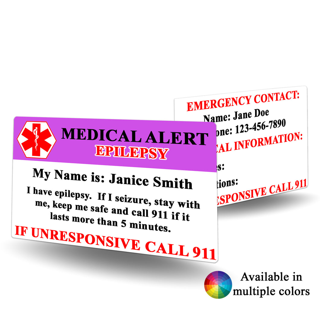 Medical Alert Epilepsy Card - BadgeSmith