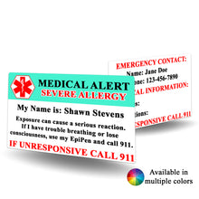Load image into Gallery viewer, Medical Alert Severe Allergy Card - BadgeSmith
