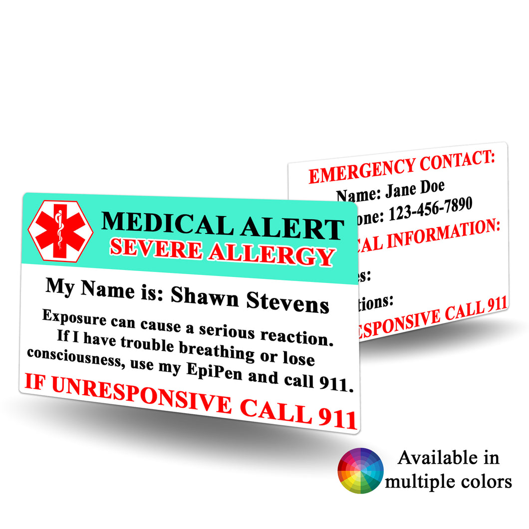 Medical Alert Severe Allergy Card - BadgeSmith