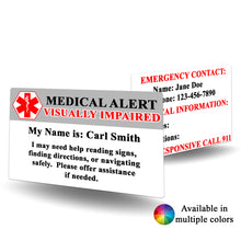 Load image into Gallery viewer, Medical Alert Visually Impaired Card - BadgeSmith
