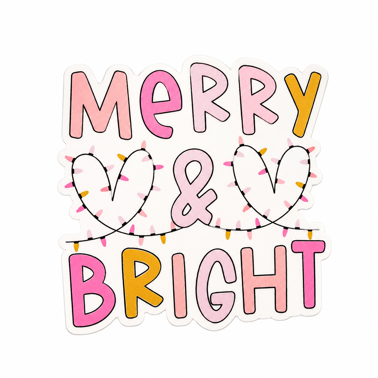 Merry and Bright Christmas Lights | Plastic Add-On - BadgeSmith