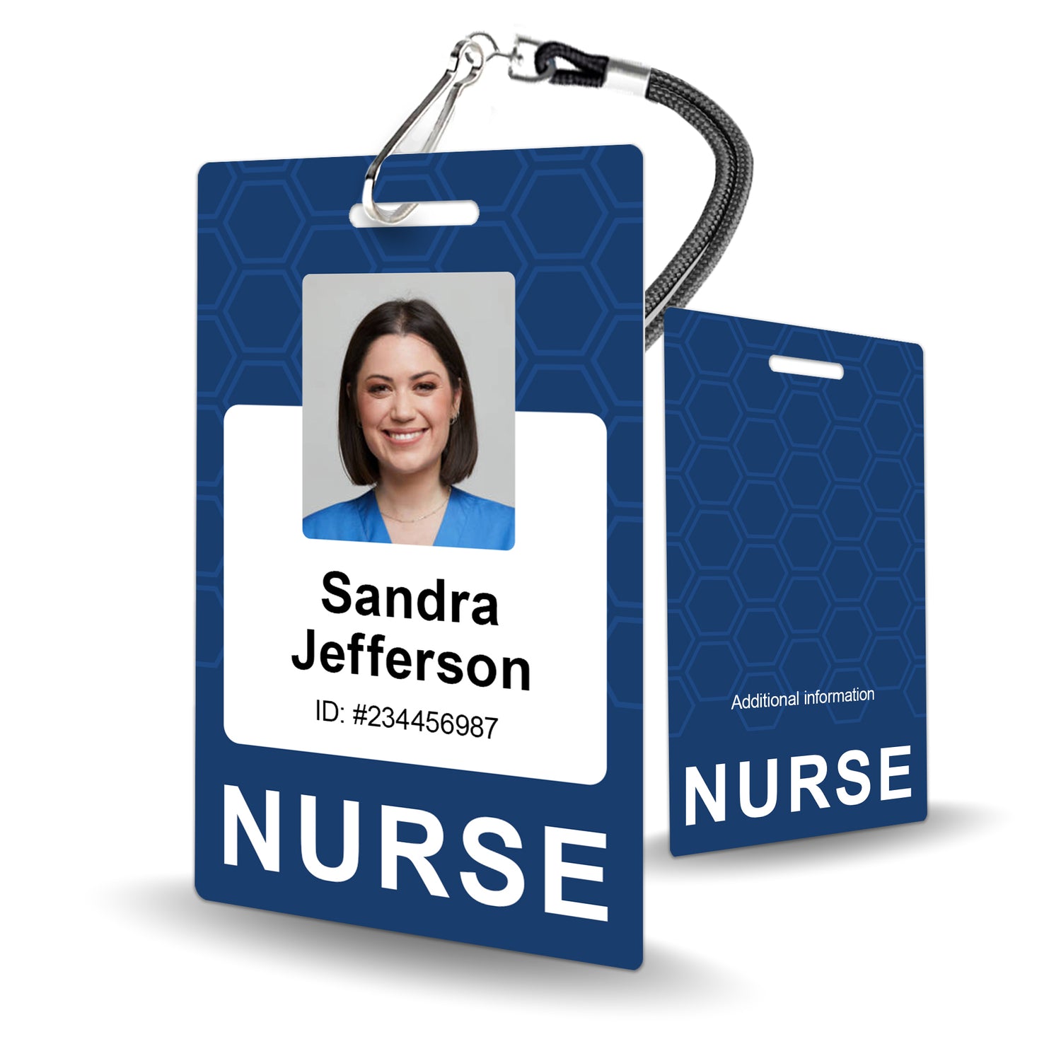 Navy Hexagon Custom ID Badge - BadgeSmith